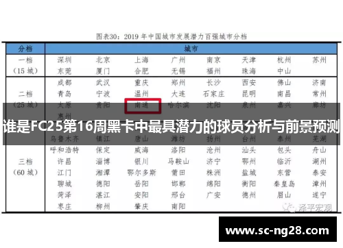 谁是FC25第16周黑卡中最具潜力的球员分析与前景预测