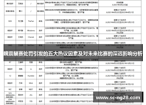 魏震禁赛处罚引发的五大热议因素及对未来比赛的深远影响分析 魏震禁赛处罚引发的五大热议因素及对未来比赛的深远影响分析