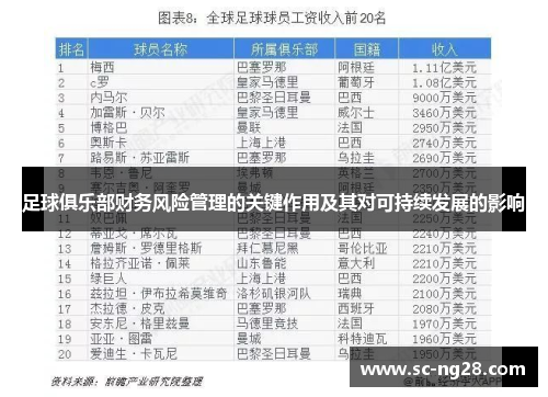 足球俱乐部财务风险管理的关键作用及其对可持续发展的影响 足球俱乐部财务风险管理的关键作用及其对可持续发展的影响